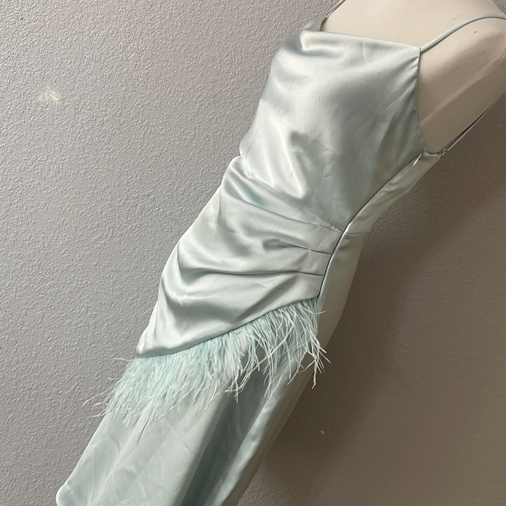New Keren Millen Satin Crepe Cowl Neck Feather Cami Dress Sz 4 - Picture 9 of 15